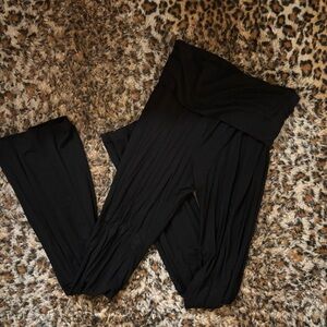 Black Fold-Over Waist Pants
